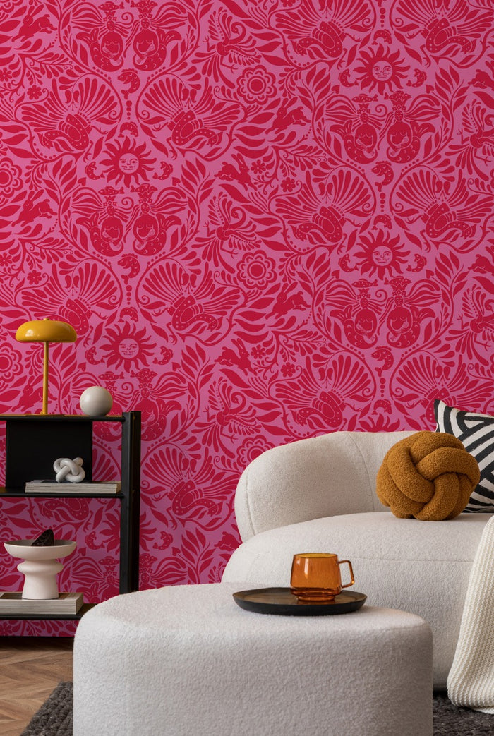 Mermaid Groove - Custom Sized Wallpaper Mural (per m2) - Red
