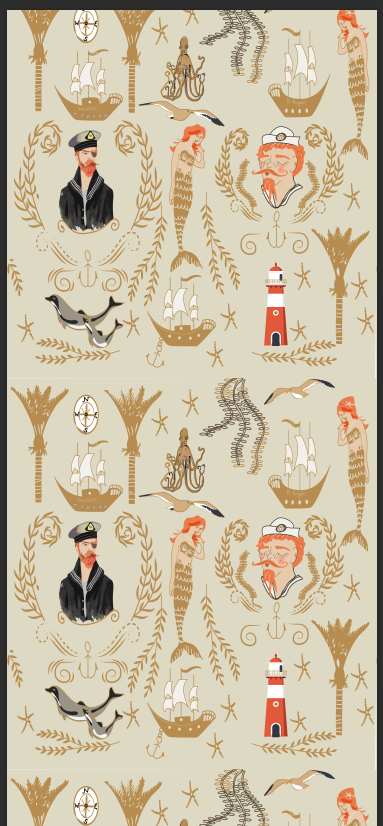 Mermaid Shipwreck - Beige - Custom Sized Wallpaper Mural (per m2)