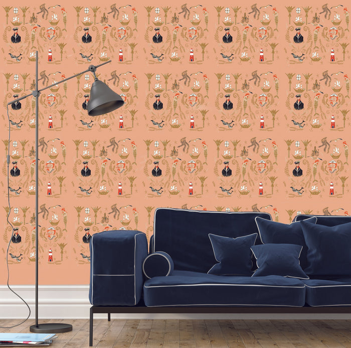 Mermaid Shipwreck - Coral - Custom Sized Wallpaper Mural (per m2)