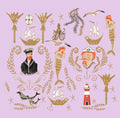 Mermaid  Shipwreck - Mauve - Custom Sized Wallpaper Mural (per m2)