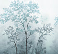 Misty Morning Tree - Custom Sized Wallpaper Mural (per m2) - Blue