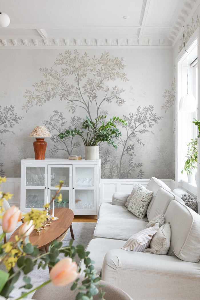 Misty Morning Tree - Custom Sized Wallpaper Mural (per m2) - Light