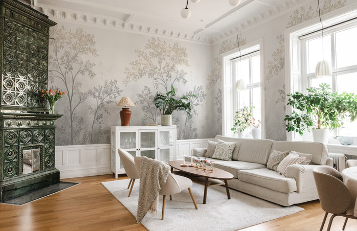 Misty Morning Tree - Custom Sized Wallpaper Mural (per m2) - Light