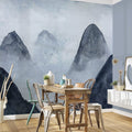 Misty Rocks - Cold Blue - Custom Sized Wallpaper Mural (per m2)