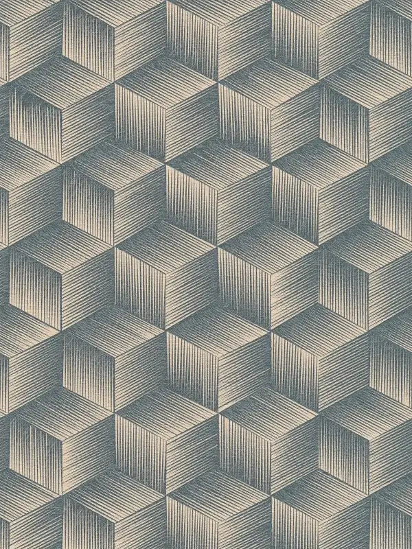 Modern Cubes - Geometric Wallpaper - Blue Beige