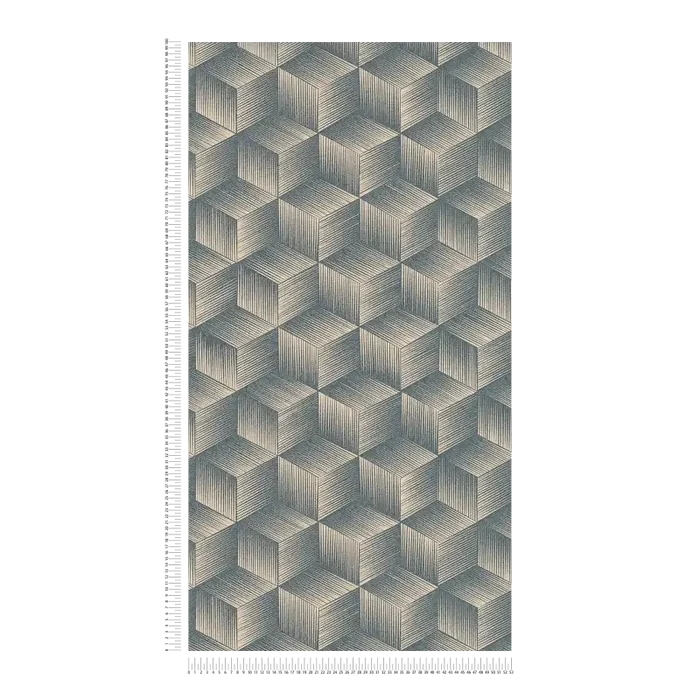Modern Cubes - Geometric Wallpaper - Blue Beige