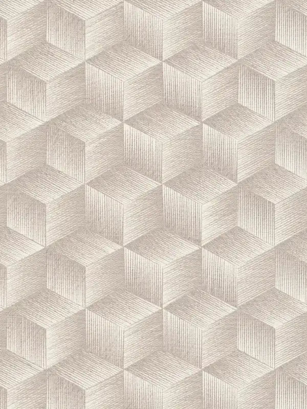 Modern Cubes - Geometric Wallpaper - Greige