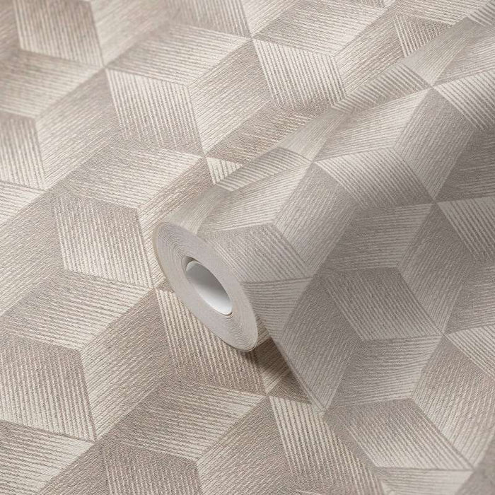 Modern Cubes - Geometric Wallpaper - Greige