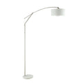 Moniz Adjustable Arched Arm Floor Lamp Chrome and White - Adams Furniture