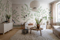 Monkey Paradise - White - Custom Sized Wallpaper Mural (per m2)