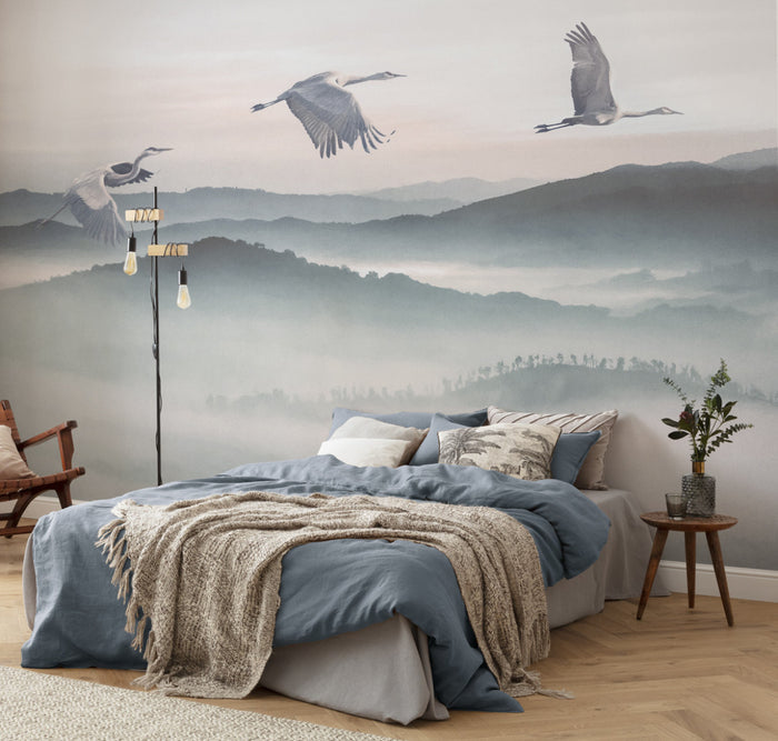 Mystic Cranes - Custom Sized Mural Wallpaper (per m2)