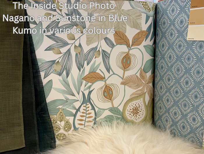 Nagano – Pomegranate and Fig Wallpaper – Blue