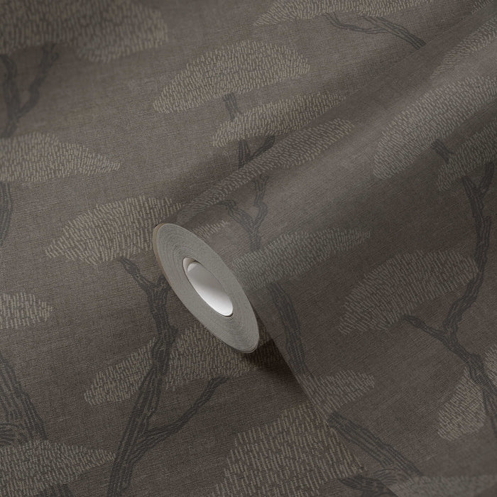 Nara Tree Wallpaper - Charcoal - Discontinuing