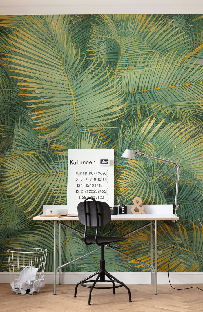 Neon Ferns - Custom Sized Wallpaper Mural (per m2)