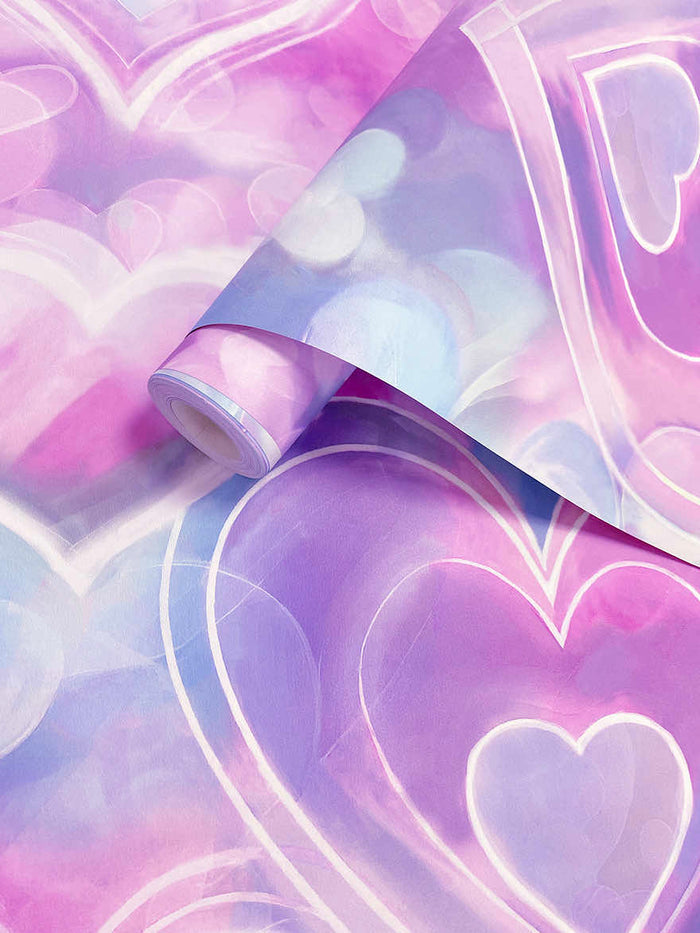 Neon Hearts Wallpaper - Pink/Blue