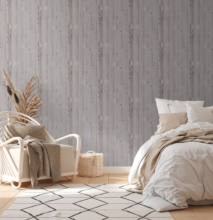 Nordic Timber - Wood Wallpaper - Grey