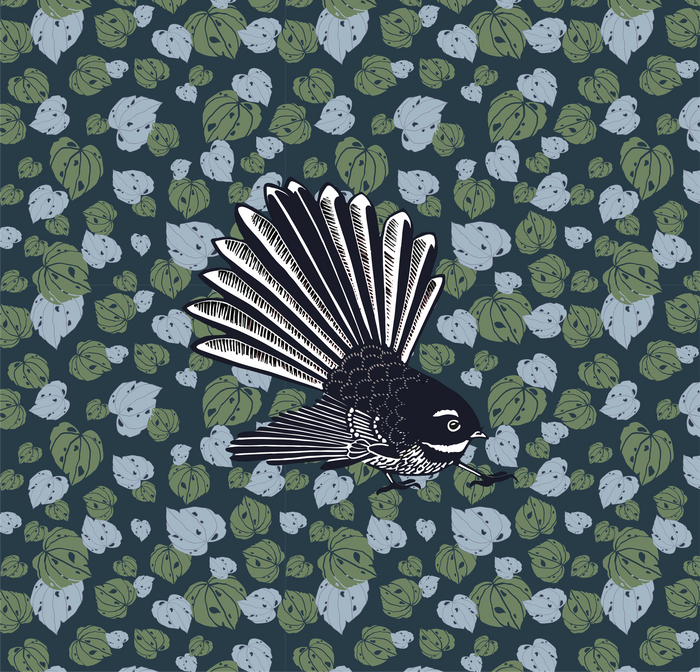 NZ Bird Series - Kawakawa Fantail - Custom Sized Wallpaper Mural (per m2)