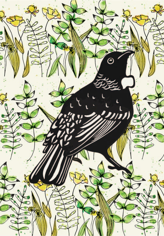 NZ Bird Series - Kawakawa Fantail - Custom Sized Wallpaper Mural (per m2)