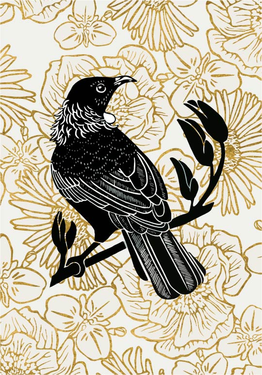 NZ Bird Series - Kawakawa Fantail - Custom Sized Wallpaper Mural (per m2)