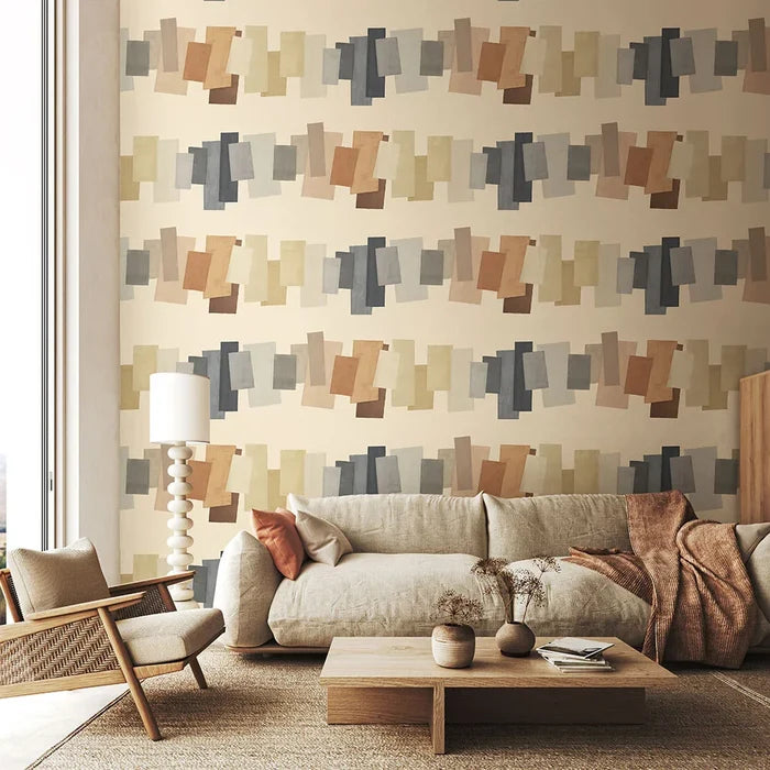 Offset Blocks Wallpaper - Gingerbread Latté