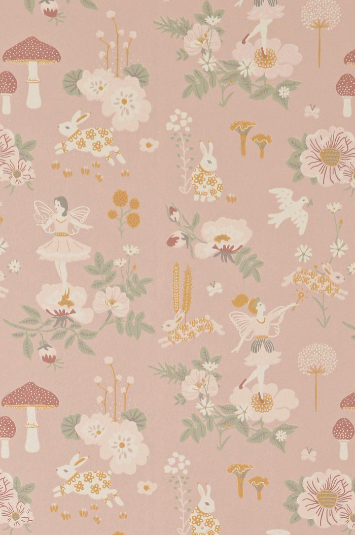 Old Garden Wallpaper - Dusty Rose