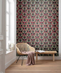Opulent Plume - Burgundy- Custom Sized Wallpaper Mural (per m2)