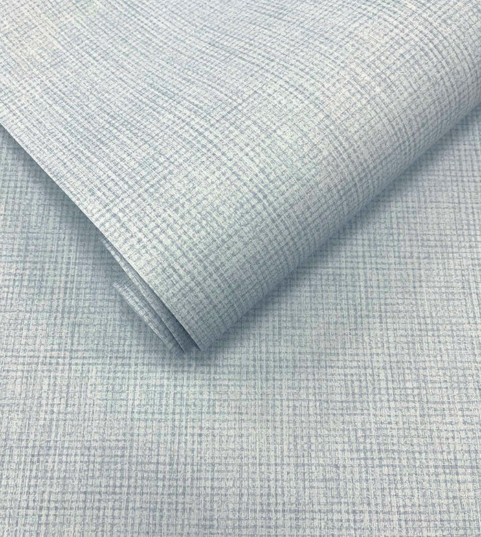Roll of Ormsby linen texture wallpaper in blue
