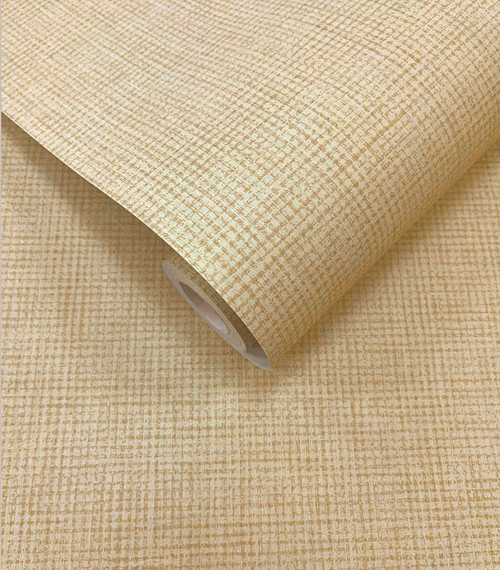 Roll of Ormsby linen texture wallpaper in ochre