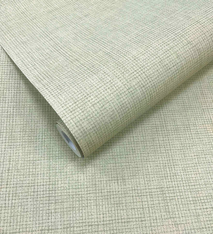 Roll of Ormsby linen texture wallpaper in sage