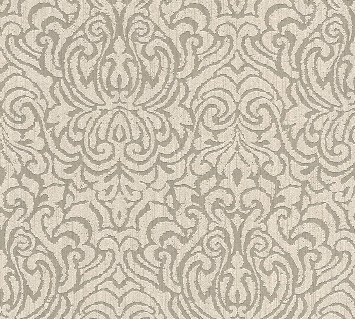 Ornaments Baroque Textiled Wallpaper - Beige/Brown