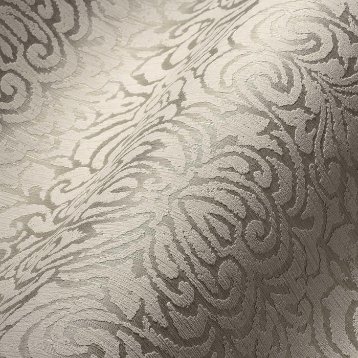 Ornaments Baroque Textiled Wallpaper - Beige/Brown