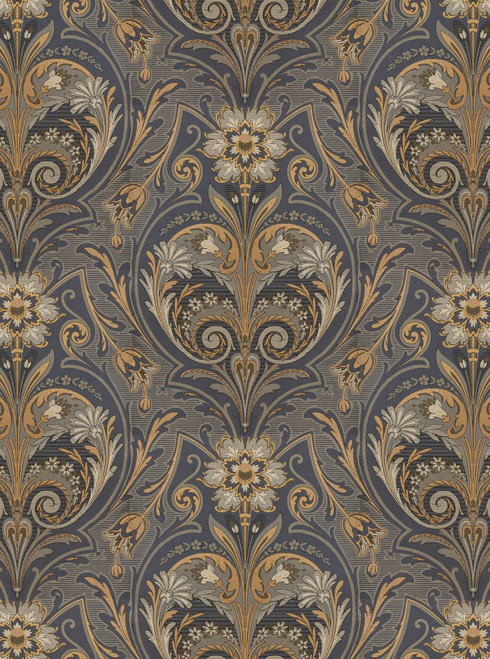 Oscar Antique Medallion - Custom Sized Wallpaper Mural (per m2) - Blue