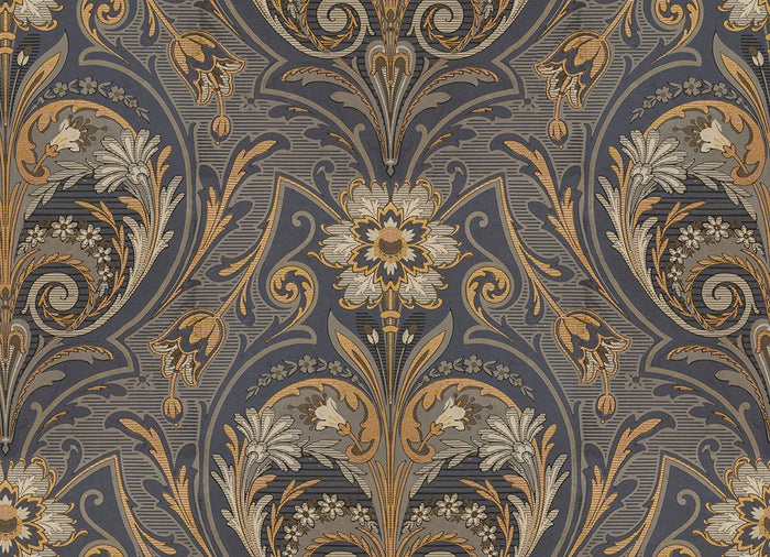 Oscar Antique Medallion - Custom Sized Wallpaper Mural (per m2) - Blue