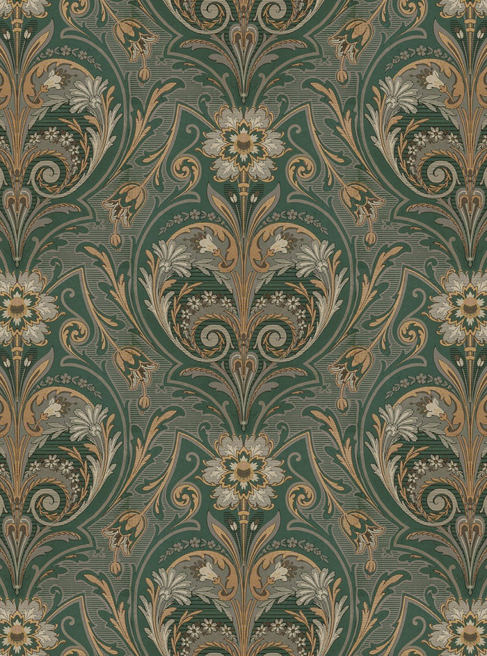 Oscar Antique Medallion - Custom Sized Wallpaper Mural (per m2) - Green