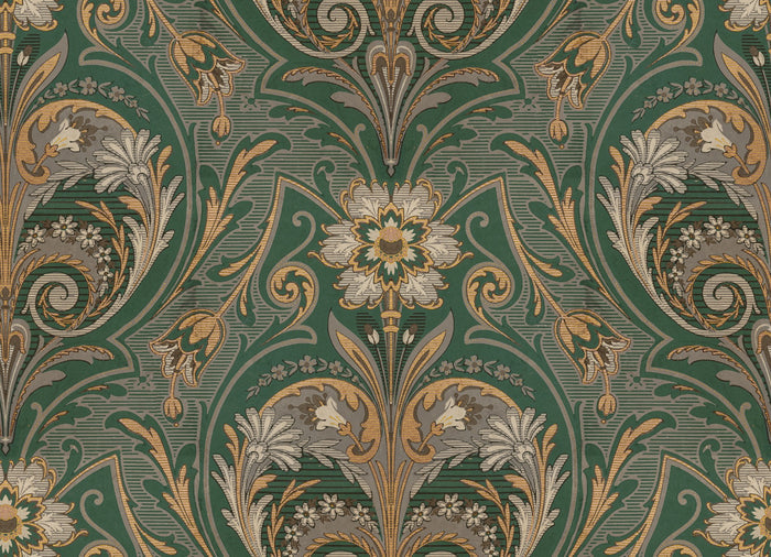 Oscar Antique Medallion - Custom Sized Wallpaper Mural (per m2) - Green