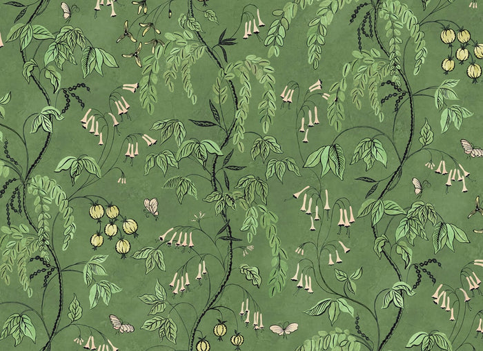 Ottilia Artistic Botanical Mural Wallpaper - Green