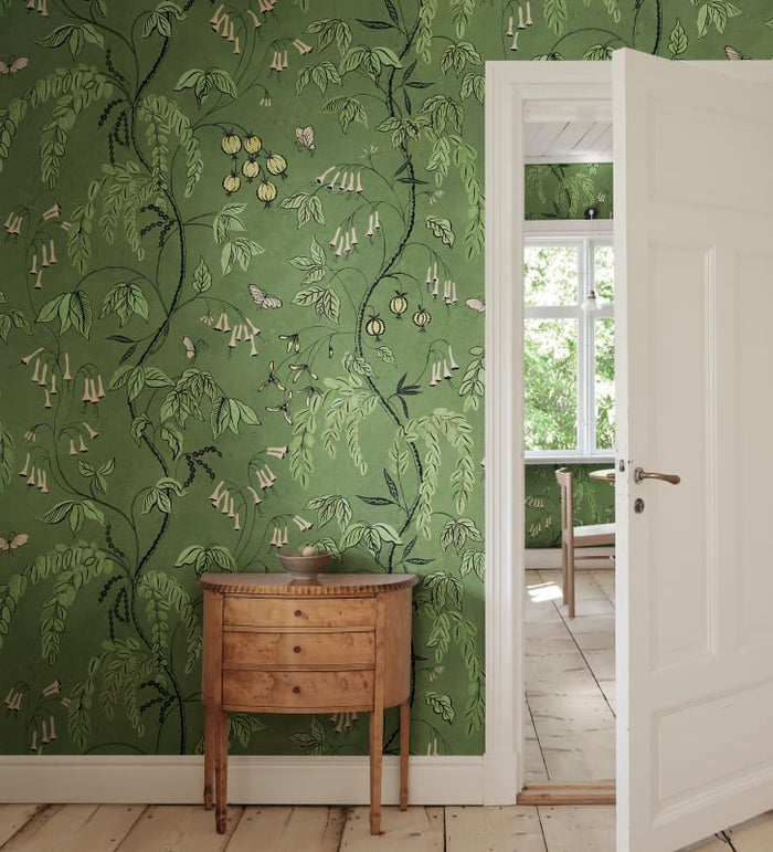 Ottilia Artistic Botanical Mural Wallpaper - Green