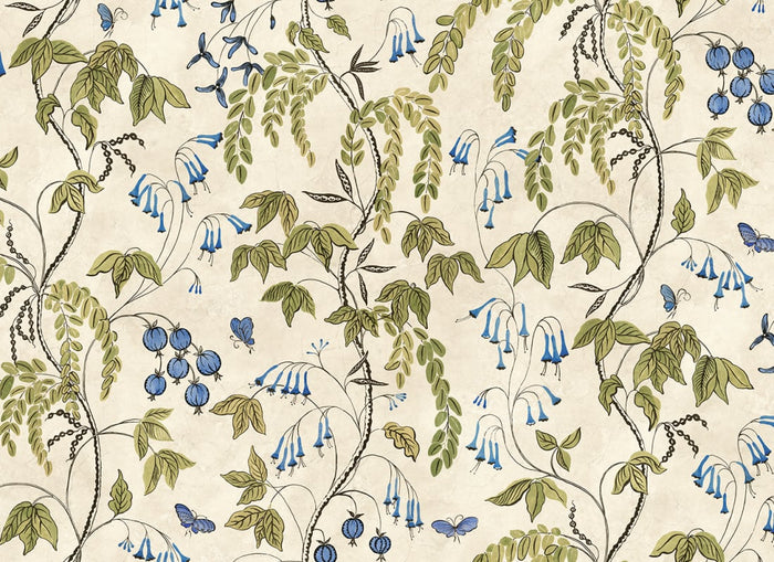 Ottilia Artistic Botanical Mural Wallpaper - Olive Green