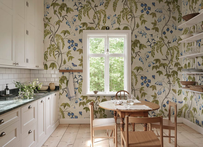 Ottilia Artistic Botanical Mural Wallpaper - Olive Green