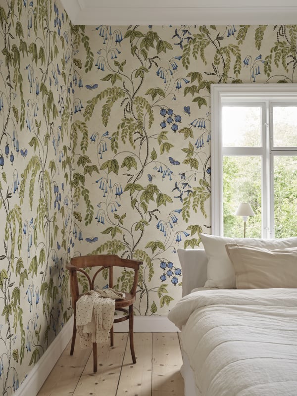 Ottilia Artistic Botanical Mural Wallpaper - Olive Green