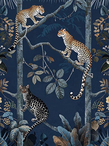 Panthera Mural Hybrid Wallpaper - Midnight Blue