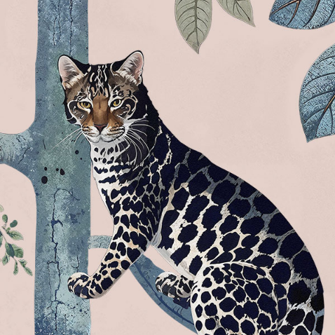 Panthera Mural Hybrid Wallpaper - Pink