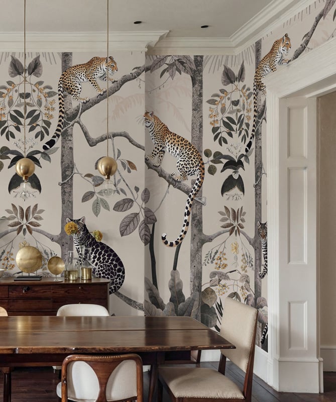 Panthera Mural Hybrid Wallpaper - Taupe
