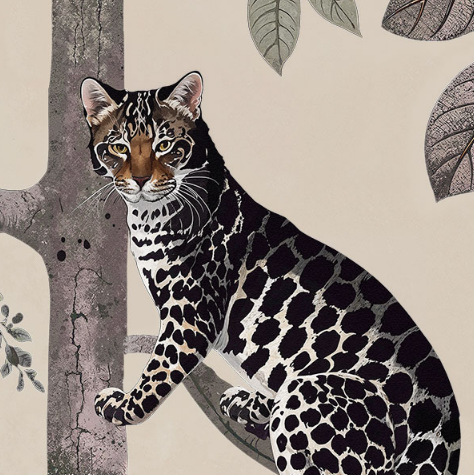 Panthera Mural Hybrid Wallpaper - Taupe