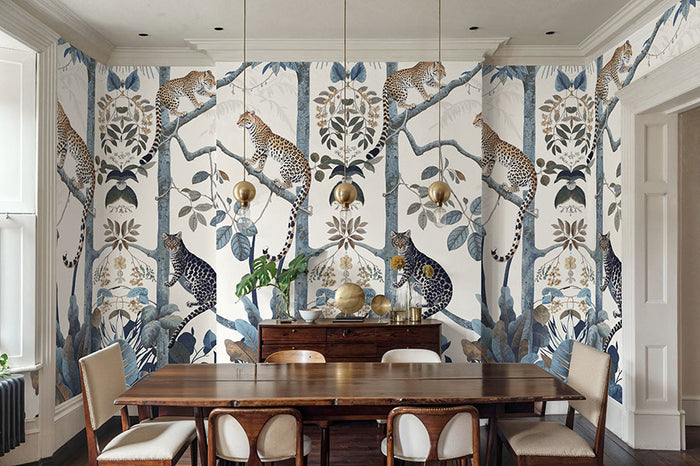 Panthera Mural Hybrid Wallpaper - White