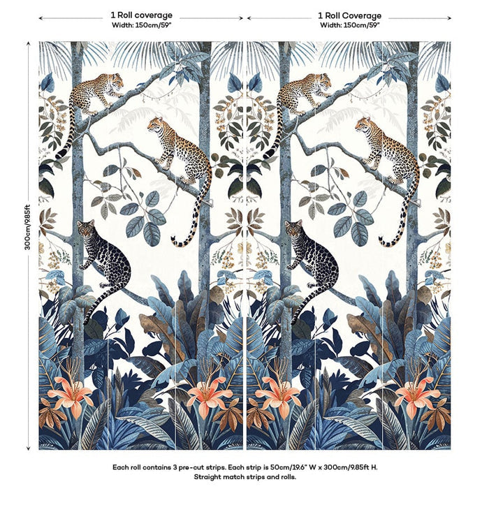 Panthera Mural Hybrid Wallpaper - White