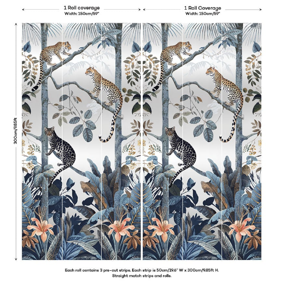 Panthera The Mural Hybrid Wallpaper - Metallic Silver