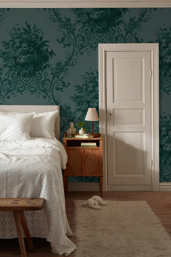 Paradise Medallion - Custom Sized Wallpaper Mural (per m2) - Dark Blue