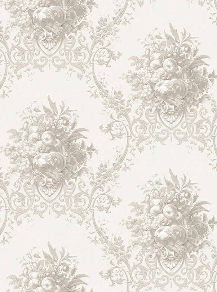 Paradise Medallion - Custom Sized Wallpaper Mural (per m2) - White Beige