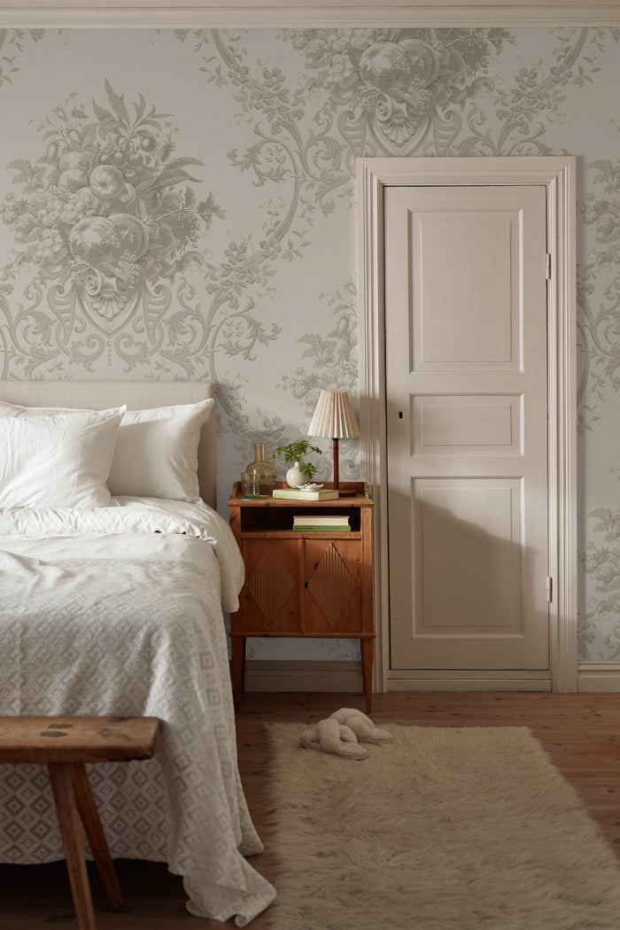 Paradise Medallion - Custom Sized Wallpaper Mural (per m2) - White Beige